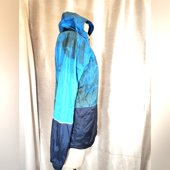 Columbia Tie dye Rain Jacket, Women, Pockets, hood, ZipUp, Black/ Blue, L - Picture 4 of 14
